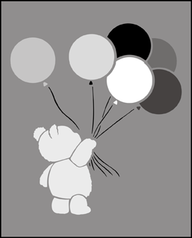 Teddy & Balloons  stencil - Animal and Bird
