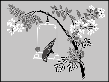 Parakeet Panel stencil - Animal and Bird