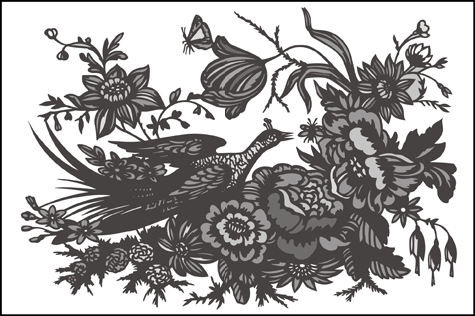 Birds & Flowers (Silhouette) stencil - Animal and Bird