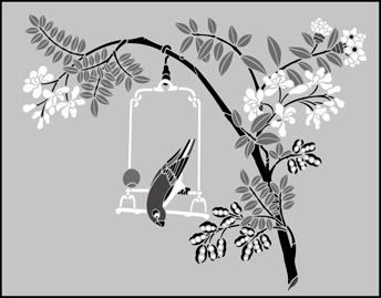 Parakeet Panel stencil - Chinese Style