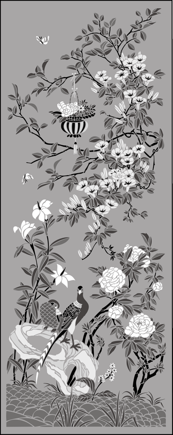 Morning Glory Panel stencil - Chinese Style