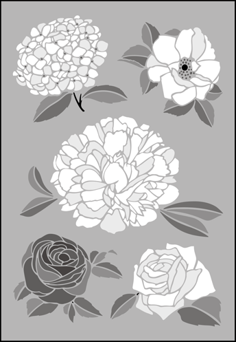 Large Flowers only stencil - Chinese Style