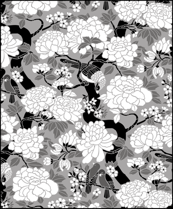 Birds & Peonies stencil - Chinese Style