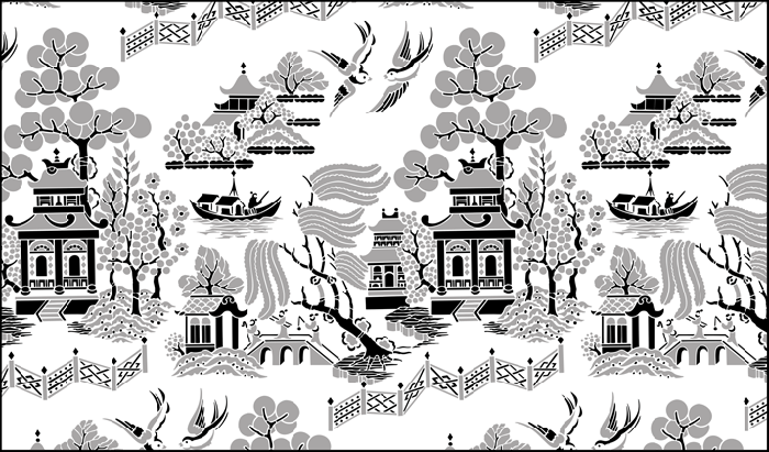 Willow Pattern stencil - Chinese Style