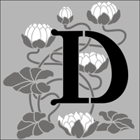 Floral Initials - D stencil section.