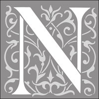 308N - Renaissance initials - n stencil 308N - Renaissance initials - n stencil