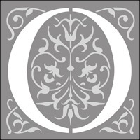 308O - Renaissance initials - o stencil 308O - Renaissance initials - o stencil