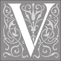 308V-L - Renaissance initials - v stencil