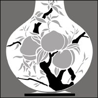 BW3 - Japanese vase stencil