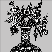 Vase & Cherry Blossom (Silhouette) stencil