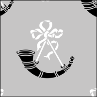 This image just shows a section of the design. Click to see the full stencil design. Hunting Horn Repeat stencil section.