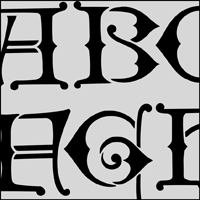 Alphabet No 2 stencil section.