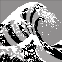 JA34 - Hokusai wave stencil