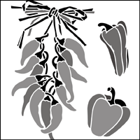This image just shows a section of the design. Click to see the full stencil design. Chilis stencil section.