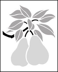 Pears  stencil - Fruit and Flower