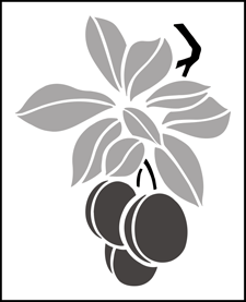 Plums  stencil - Fruit and Flower