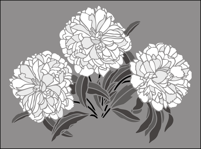 Peonies stencil - Fruit and Flower
