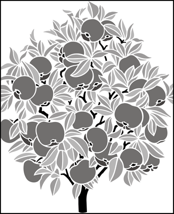 Apple Tree stencil - Fruit and Flower
