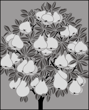 Pear Tree stencil - Fruit and Flower