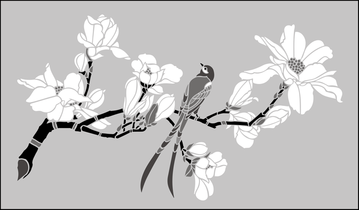 Birds & Blossom No 4 stencil - Fruit and Flower