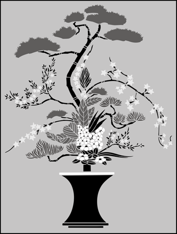 Ikebana stencil - Fruit and Flower
