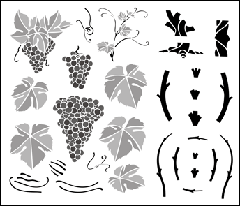 Vine stencil - Fruit and Flower