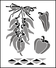 Chilis stencil - Fruit and Flower