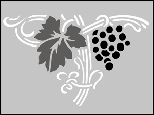 Grapes Solo  stencil - Fruit and Flower