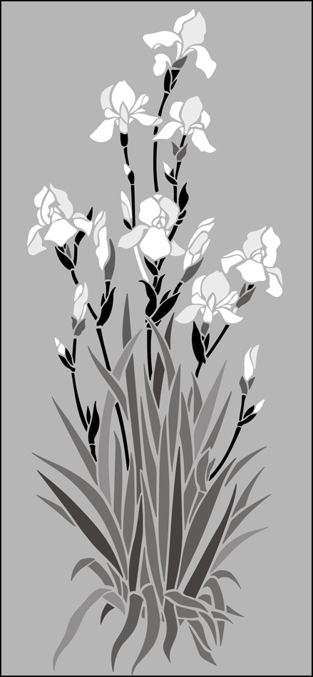 Click to see the actual Irises stencil design.
