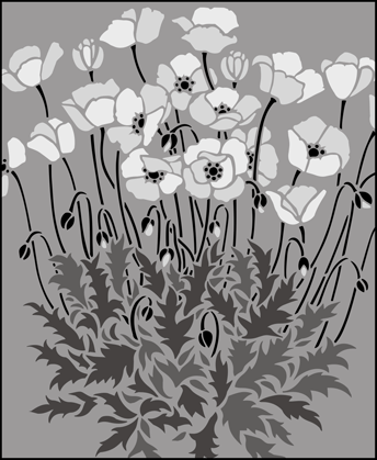 Poppies  stencil - Garden Room