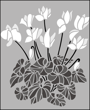 Cyclamen  stencil - Garden Room
