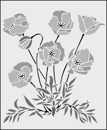Poppies  stencil - Garden Room