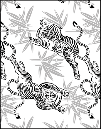 Tigers & Bamboo stencil - Japanese