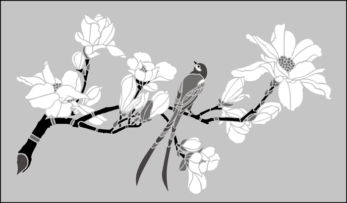 Birds & Blossom No 4 stencil - Japanese
