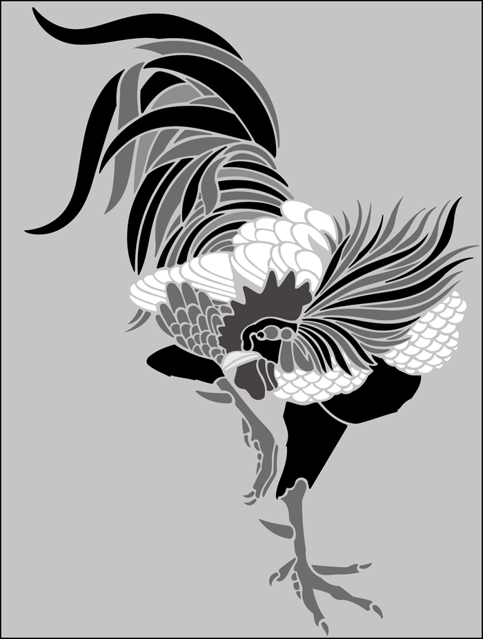 Japanese | JA126 | Cockerel stencil Cockerel stencil - Japanese