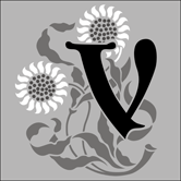 Floral Initials - V stencil - Lettering