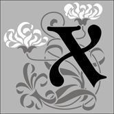 Floral Initials - X stencil - Lettering