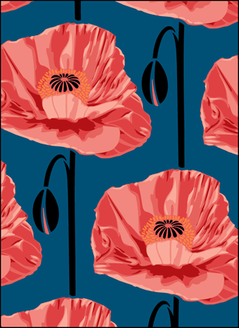 Poppies stencil - Vintage